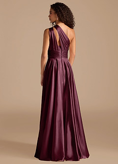 Azazie Charlize Brautjungfernkleider A-Linie One-Shoulder Metallischer Satin Kleid Cabernetrot image4