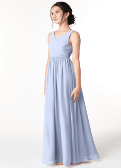 Azazie Sawyer Junior Ice A-Line Pleated Chiffon Dress image4