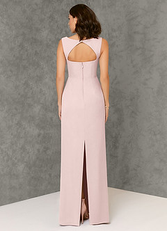 Azazie Flori Bridesmaid Dresses Blushing Pink Sheath Square Neckline Chiffon Dress image2