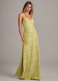 Azazie Aliza Bridesmaid Dresses Lemon Sorbet A-Line Floral Burnout Dress image3