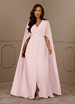 Azazie Isa vestidos de madre de la novia Vestido de Rosa Rubor de Gasa de Corte En A con Cuello en V plisado image1