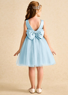 Azazie Jani Flower Girl Dresses Sky Blue A-Line Bow Tulle Dress image1
