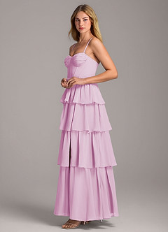 Azazie Alanna Robes de demoiselle d'honneur Robe Trapèze en Mousseline de soie Encolure en Forme de Cœur Rose Bonbon image6