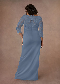 Azazie Bernadine Mother of the Bride Dresses Dusty Blue Sheath Lace Dress image8
