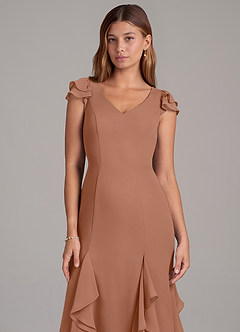 Azazie Nessa Jurken voor bruidsmeisjes Jurk van Chiffon met A-Lijn Bronzeertint image7