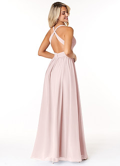 Azazie Ashia Final Sale Blushing Pink A-Line Pleated Chiffon Dress image2