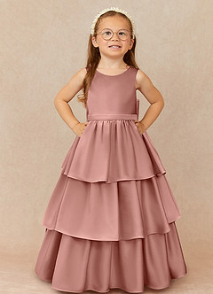 Azazie Margie Flower Girl Klänningar Klänning A-Linje i Stretch Satin Rosett image2