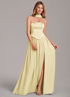 Azazie Cadence Suknie dla druhen Linia A Gorset Satyna elastyczna Do ziemi Sukienka image3