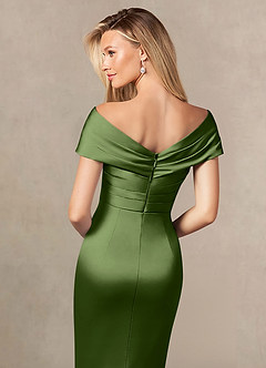 Azazie Ludlow Kleider für die Brautmutter Meerjungfrau-Linie Plissee Stretch-Satin Kleid Wacholder image5