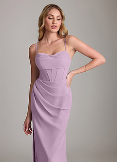 Azazie Mai Bridesmaid Dresses Wisteria Sheath Pleated Chiffon Dress image5