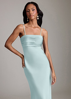 Azazie Saylor Vestidos de damas de honor Vestido de Neblina de Satén Elástico de Corte Sirena con Sin tirantes image3