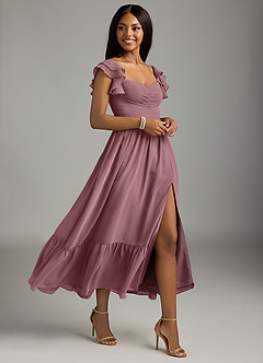 Azazie Anaya Brautjungfernkleider A-Linie Herzausschnitt Chiffon Kleid Amethyst image3
