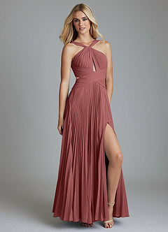 Azazie Hosanna Robes de demoiselle d'honneur Robe Trapèze en Mousseline de soie Plissée Améthyste image1