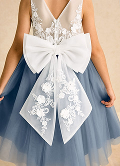 Azazie Lina Flower Girl Dresses Ivory Twilight Ball-Gown Lace Dress image7