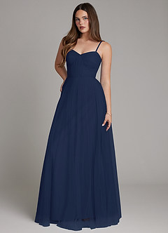 Azazie Teagan Bridesmaid Dresses Dark Navy A-Line Sweetheart Neckline Tulle Dress image4