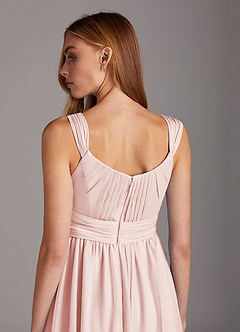 Azazie Melanie Final Sale Empire Pleated Mesh Floor-Length Dress image4