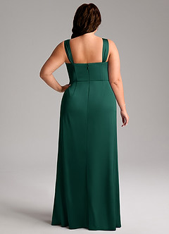 Azazie Denice Robes de demoiselle d'honneur Robe Fourreau en Satin extensible Plissée émeraude image11