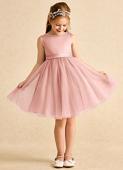 Azazie Jani Flower Girl Dresses Rosette A-Line Bow Tulle Dress image2