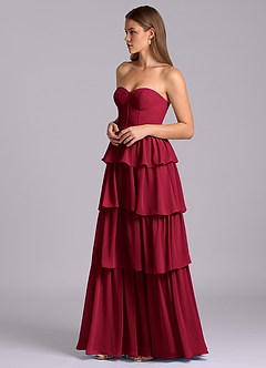 Azazie Faye Bridesmaid Dresses Burgundy A-Line Sweetheart Neckline Chiffon Dress image5