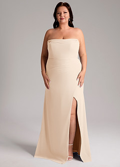 Azazie Leonis Bridesmaid Dresses White Alabaster Sheath Strapless Chiffon Convertible Dress image11