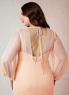 Azazie Denali Final Sale Agave Sheath Bow Mesh Dress image12