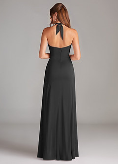 Azazie Elliana Bridesmaid Dresses Black A-Line Side Slit Stretch Satin Dress image6