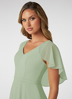 Azazie Jamie Brautjungfernkleider A-Linie Chiffon Kleid Staubiger Salbeigrün image6
