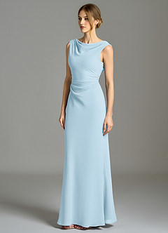 Azazie Kieryn 신부 들러리 드레스 인어 주름진 쉬폰 바닥 길이 드레스 image3