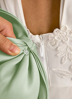 Azazie Dimple Abiti da Ragazza di Fiori Abito Principessa in Tulle Pizzo Avorio Salvia Polverosa image8