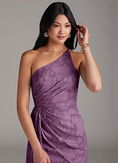 Azazie Mika Jurken voor bruidsmeisjes Jurk van Bloemen Burn-out met Kolom One-Shoulder Blauweregen image5