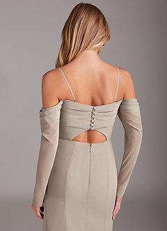 Azazie Hallie Bridesmaid Dresses Frost Mermaid Long Sleeve Chiffon Dress image6