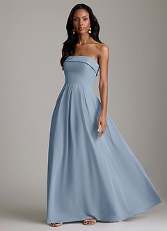 Azazie Lucienne Bridesmaid Dresses Dusty Blue A-Line Strapless Chiffon Convertible Dress image5