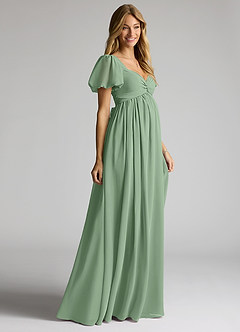 Azazie Madisynn Maternity Bridesmaid Dresses Bow Chiffon Floor-Length Dress image3