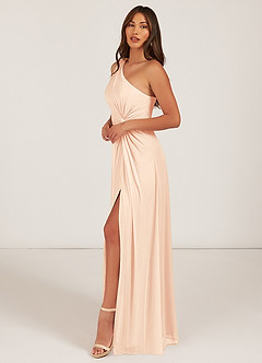 Azazie Brooke Jurken voor bruidsmeisjes Jurk van Mesh met A-Lijn One-Shoulder Parel Roze image12