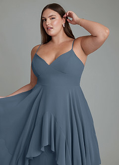 Azazie Zaina Abiti da Damigella Abito A-Line in Chiffon Blu Nettuno image12