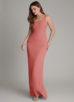 Azazie Hadley Bridesmaid Dresses Antique Rose Mermaid Pleated Chiffon Dress image4