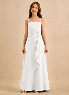 Azazie lolly Girls Formal Sukienki dla dziewczynek sypiących kwiaty Linia A Pofałdowany Szyfon Długość podłogi Sukienka image4