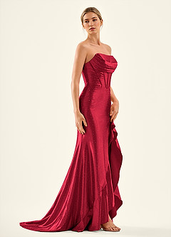 Cerys Burgundy Corsat Prom Dress image3