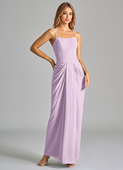 Azazie Anaïs Bridesmaid Dresses Frosted Lilac Sheath Strapless Chiffon Dress image6