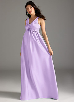Azazie Yetta Brautjungfernkleider für Schwangere A-Linie Plissee Stretch-Satin Bodenlänge Kleid image6