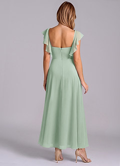 Azazie Leilani Bridesmaid Dresses Agave A-Line Ruched Chiffon Dress image2