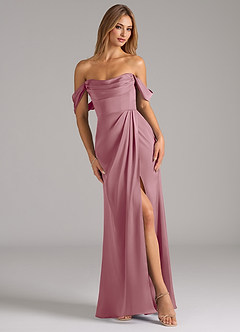 Azazie Johana Bridesmaid Dresses Vintage Mauve Mermaid Off the Shoulder Stretch Satin Convertible Dress image1