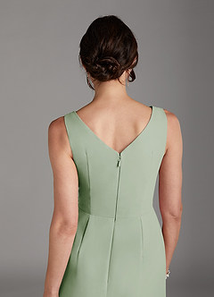 Azazie Saturn Abiti per la Madre della Sposa Abito Tubino in Chiffon con Scollo a V a Pieghe Verde Salvia image5