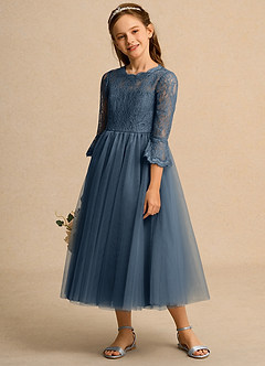 Azazie Lamb Girl vestidos de niña de las flores Vestido de Neptuno de Encaje de Princesa image3