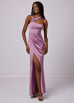 Barbie ♥ Azazie Bridesmaid Dresses Wisteria Mermaid One Shoulder Stretch Satin Dress image3