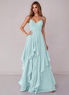 Azazie Zaina Brautjungfernkleider A-Linie Chiffon Kleid Seegrün image1