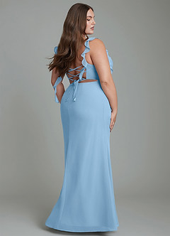 Azazie Jessamine Abiti da Damigella Abito Sirena in Chiffon Corsetto Blu Acciaio image10