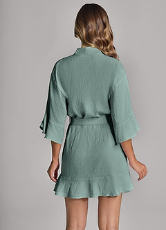 front Matching Color Ruffled Cloud-Soft Robe