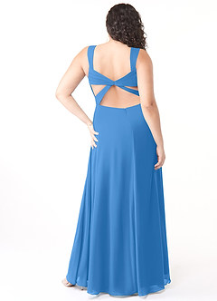 Azazie Nahrin Bridesmaid Dresses Blue Jay A-Line V-Neck Pleated Chiffon Dress image8