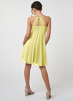 Azazie Ginny Junior Lemon Sorbet A-Line Pleated Chiffon Dress image2